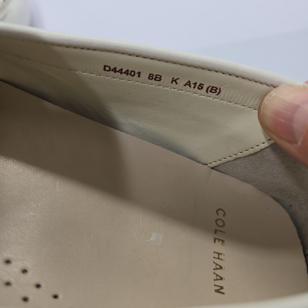 Cole Haan Womens Pinch Weekender Driver Loafers White Perforated Leather 8B - Picture 3 of 6